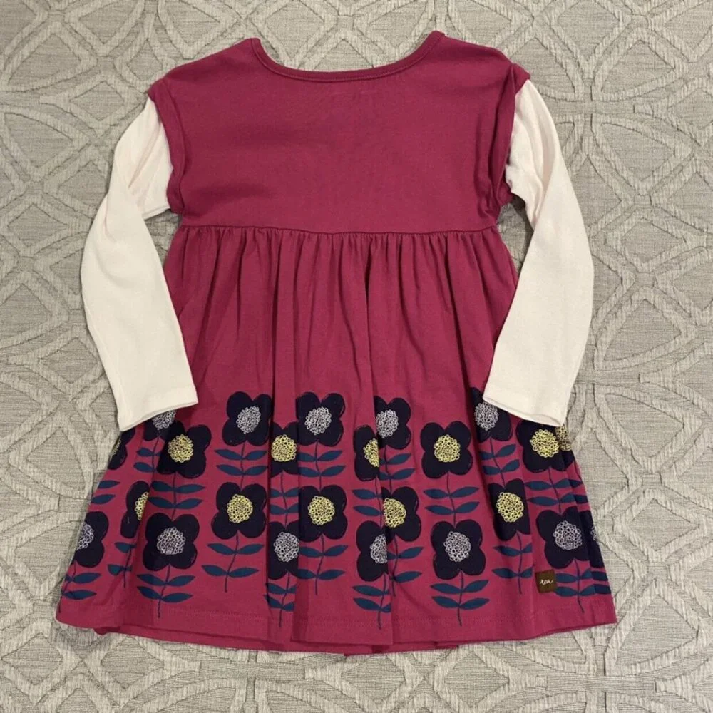Tea Collection Sz 3 Fuchsia Pink Flower Dress